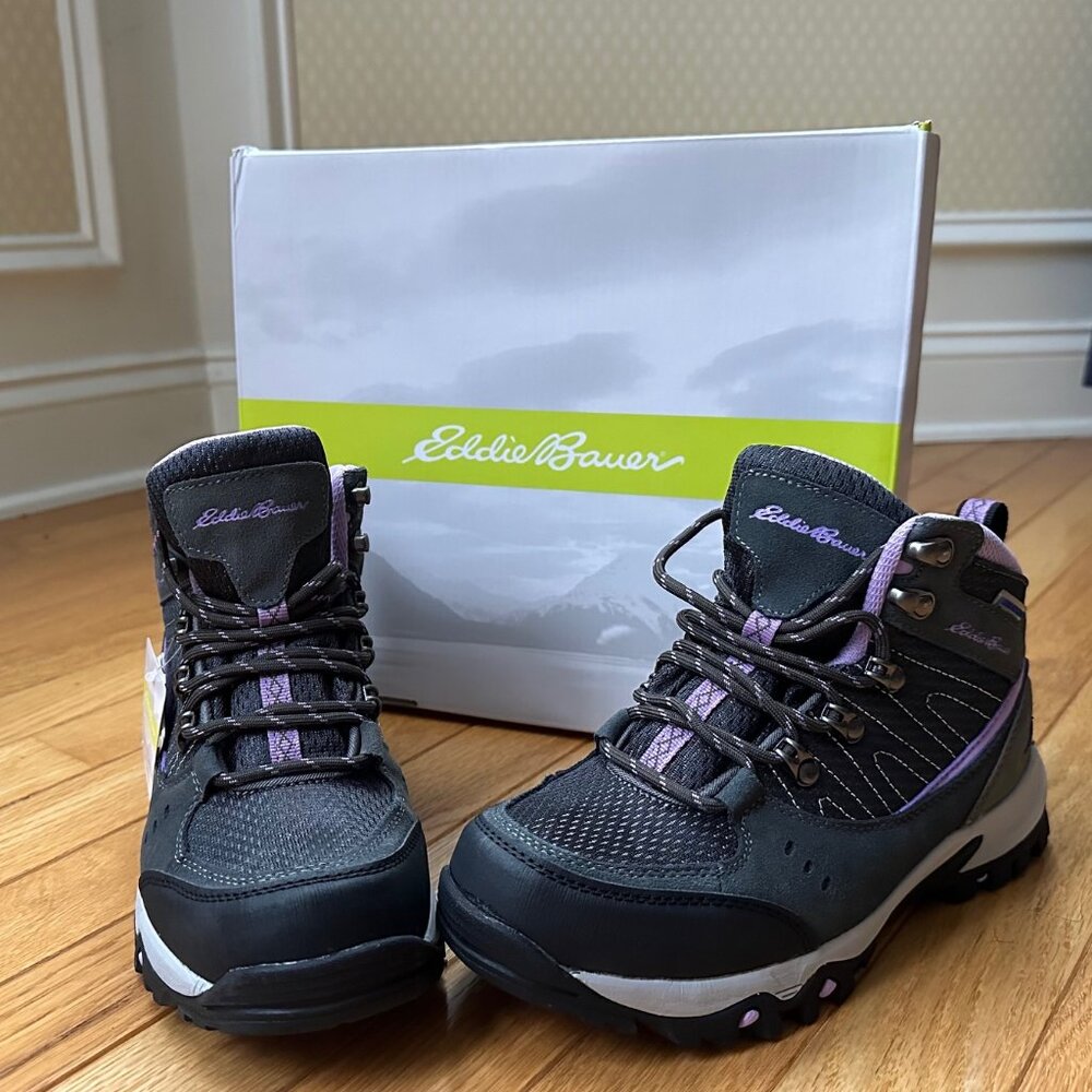 Eddie Bauer Grey/Purple Waterproof Hiking Boots Size 6.5
